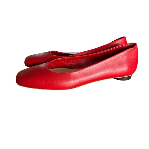 Everlane Shoes - Everlane The 90s Square Toe Leather Flats Made in Italy - Red - 8